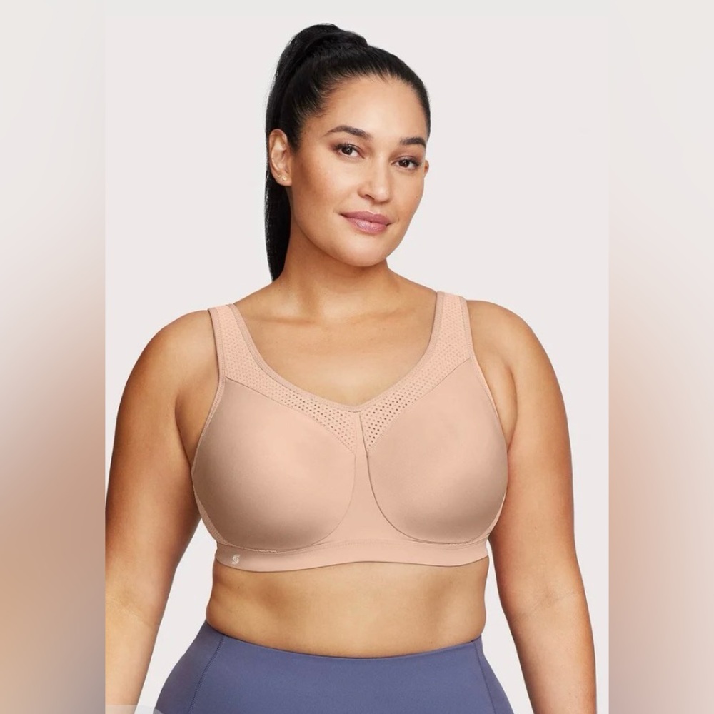 Glamorise 34G Sports Bra MagicLift Seamless‎ Cafe Nude 34DDDD Cream Mesh